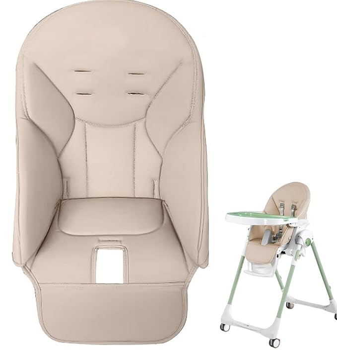 Baby High Chair Cover Replacement | PU Leather Dining Chair Cover with Soft Cushion Seat, Easy to Install High Chair Covers for Baby and Toddler, High Chair Cover Replacement (Beige)