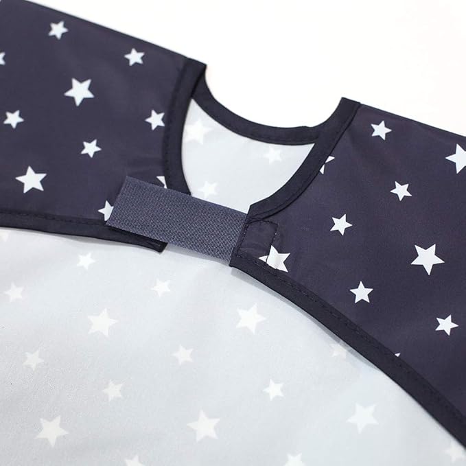 Plie Short Sleeve Waterproof Bib for Toddlers – Easy Clean Feeding Apron for Mealtime, Daycare, Self-Feeding, Lightweight