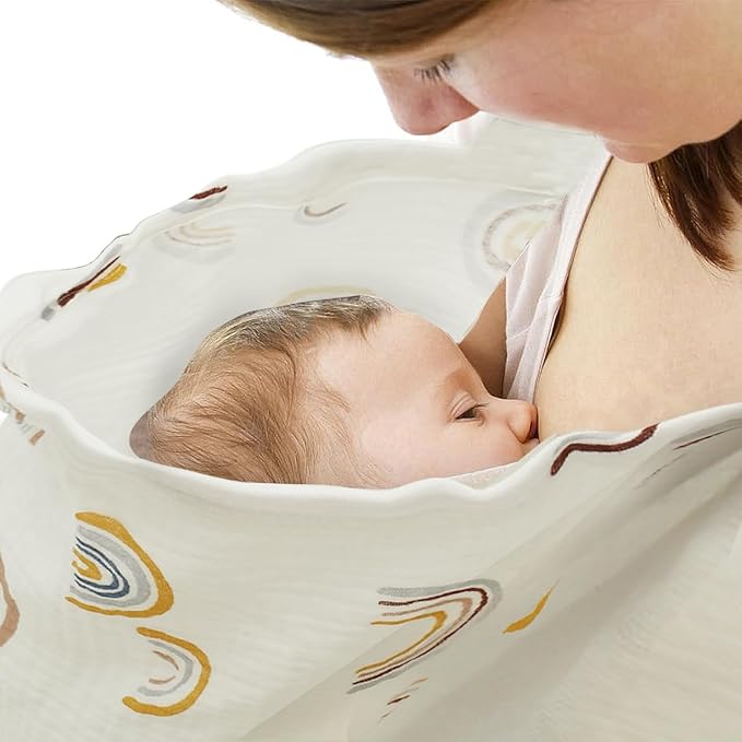 Nursing Cover Breathable Privacy Breastfeeding Cover Soft Comfortable Cotton Breastfeeding Cover Lightweight Portable Nursing Cover Multipurpose Nursing Apron for Mom 100x65cm ZHAZHAMO