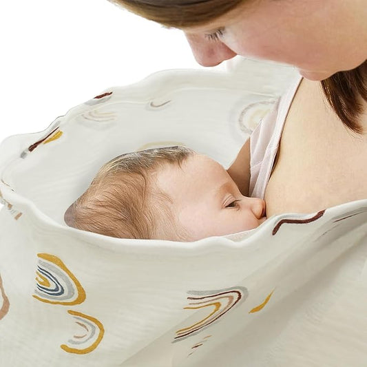Nursing Cover Breathable Privacy Breastfeeding Cover Soft Comfortable Cotton Breastfeeding Cover Lightweight Portable Nursing Cover Multipurpose Nursing Apron for Mom 100x65cm ZHAZHAMO