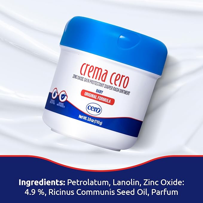 Diaper Rash Cream with Zinc Oxide for Babies – Crema Cero 3.9 oz | Fast Relief Ointment, Protective Barrier | Paraben-Free, Gentle for Newborns & Sensitive Skin