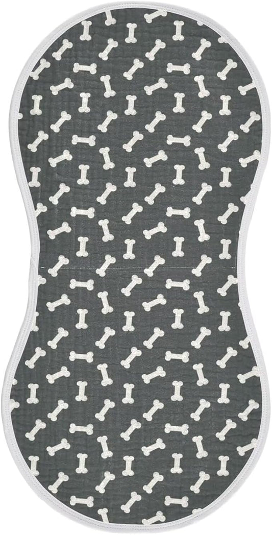 Dog Bone Themed Baby Muslin Burp Cloths Set of 1 Black and White Muslin Washcloths Doodle Food Bones Milk Spit Up Rags Newborn Towel Burp Cloth Bib for Unisex Boys and Girls, 22 x 11 Inch