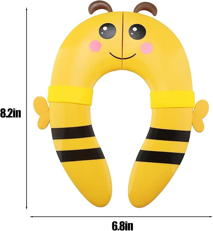 PandaEar Toilet Seat Cover | Folding Travel Toilet Seat for Children and Potty Training | Portable Silicone Toilet Seat for Toddlers, Boys & Girls with Non-Slip Silicone Pads -Bee
