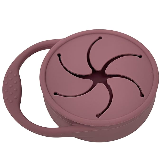 BraveJusticeKidsCo | Snack Attack Snack Cup | Collapsible Silicone Snack Container | Toddler and Baby Snack Catcher Lid (Dusty Rose)