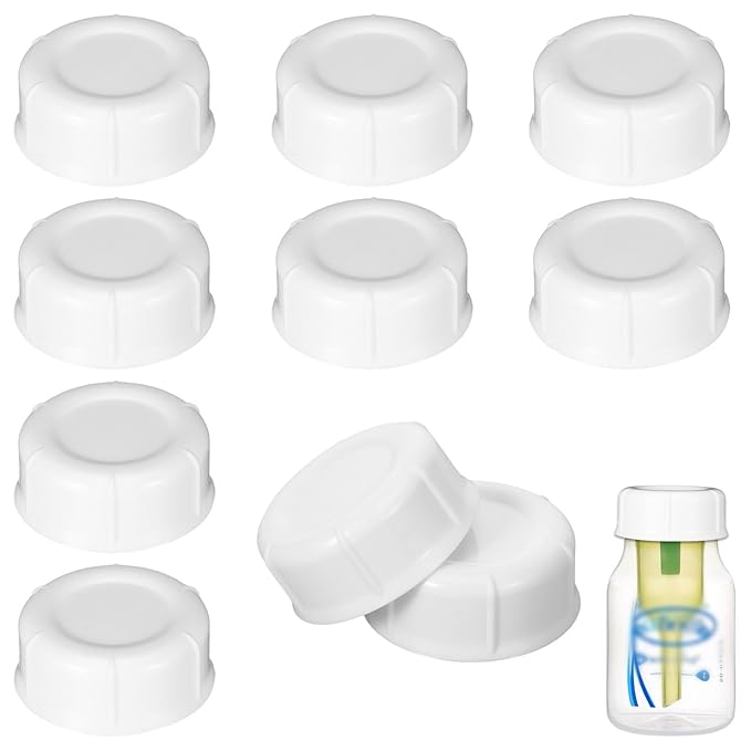 10Pcs Narrow Baby Bottle Caps Compatible with Dr Brown's, Medela, Ameda, Travel Bottle Caps Replacement Parts for Dr Brown, Storage Baby Bottle Lids with Sealing Gasket BPA Free Leak Proof (White)