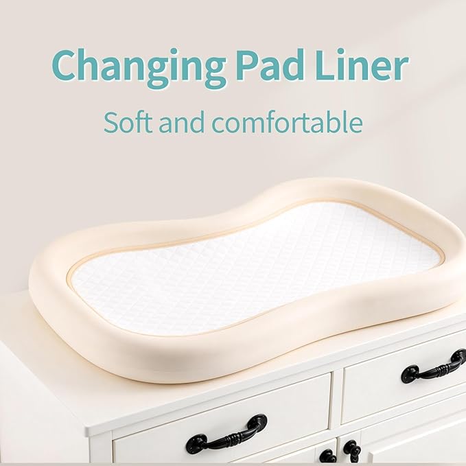 Waterproof Baby Changing Pad - Reusable Washable Changing Table Pad, Silicone & Peanut Changer Design, Includes Waterproof Changing Pad Cover & Liners (White, 13x29 Inch (Pack of 3))