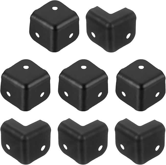 uxcell 8 Pcs 1.22" x 1.22" Speaker Corner Protectors, Iron Box Corner Edge Guard for Speaker, Guitar, Stage, Cabinets, Accessories Replacement, Black