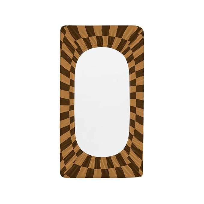 Brown Checkered Changing Pad Cover for Baby Girls Boys Cartoon Breathable Diaper Change Table Sheet Soft Stretchy Cute Change Table Mat Cover Fit 32x16