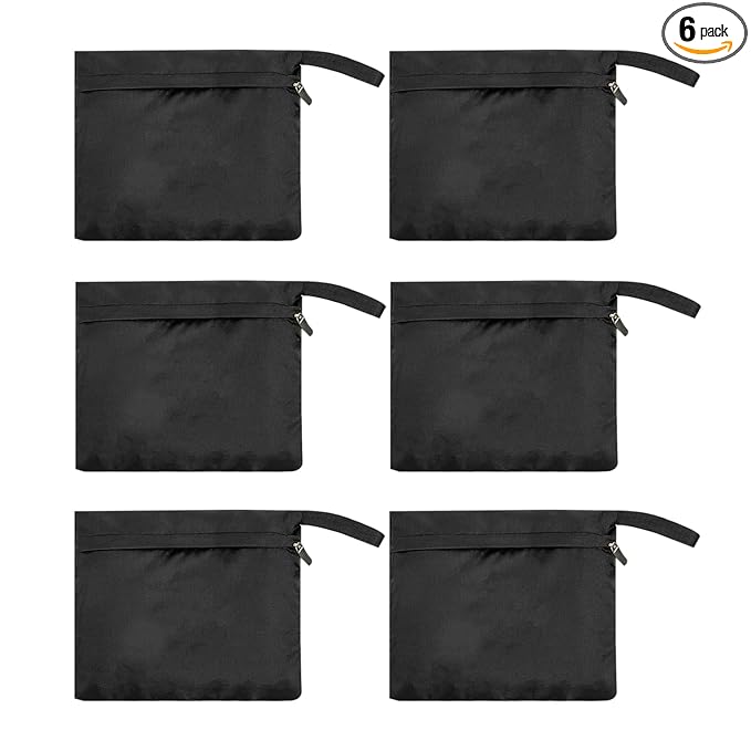 EZ Moms 6 Pcs Wet Bag Small Zipper Bags for Organizing 5.5''x6.1'' Wet Bags for Baby Reusable Waterproof Zipper Pouch Multipurpose Small Bag for Travel, Cosmetic, Beach, Swim, Gym, Pool, Make Up