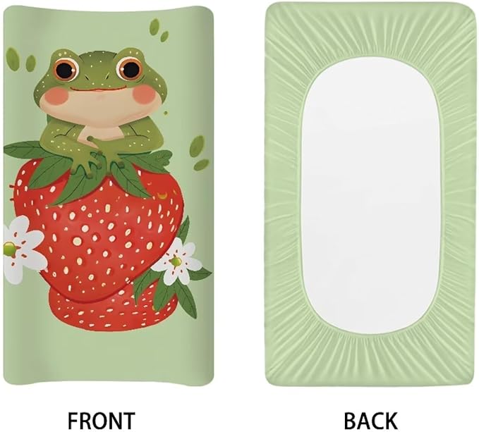Frog Strawberry Change Pad Covers Stretchy Baby Diaper Change Table Covers Reusable Baby Change Sheet Easy to Clean