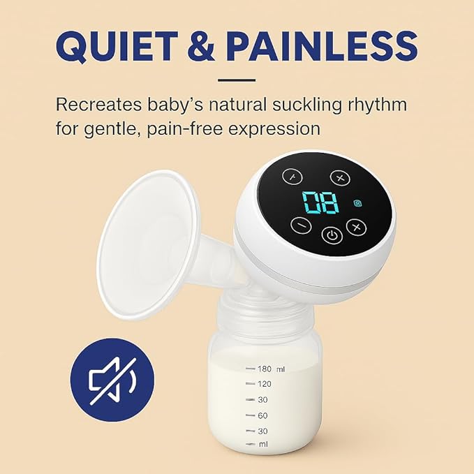 Wearable Electric Breast Pump, Hands-Free & Portable – Quiet, 4 Modes, 9 Suction Levels, Rechargeable Breast Pump for Busy Moms