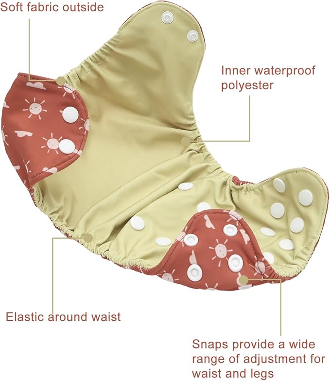 babygoal Baby Cloth Cover for Prefolds,Flats or Fitted Diapers– Adjustable, Reusable, Waterproof Swim Diaper Cover