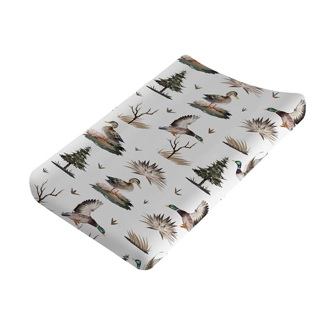 Watercolor Mallard Duck Changing Pad Cover Duck Hunting Diaper Changing Pad Cover Sheets for Boys Girls Wildlife Soft Stretch Fitted Baby Change Table Pad Mats Covers 32''x16''