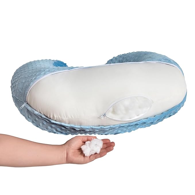 ESEN Plus Size Nursing Pillow and Body Positioner for Breast Feeding and Bottle Feeding, Ultra Soft Baby Breastfeeding Pillows with Removable Nursing Pillow Cover for Mom and Baby (Blue)