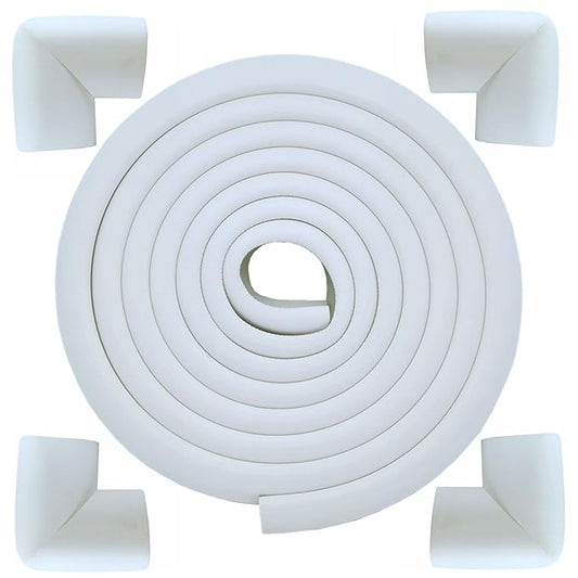 M2cbridge L Shape Extra Thick Furniture Table Edge Protectors Foam (Off White(13.1ft Edge + 4 Corners))