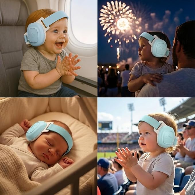 Baby Noise Cancelling Headphones – Infant & Toddler Ear Muffs 24 dB – Hearing Protection – Adjustable Newborn Ear Defenders.
