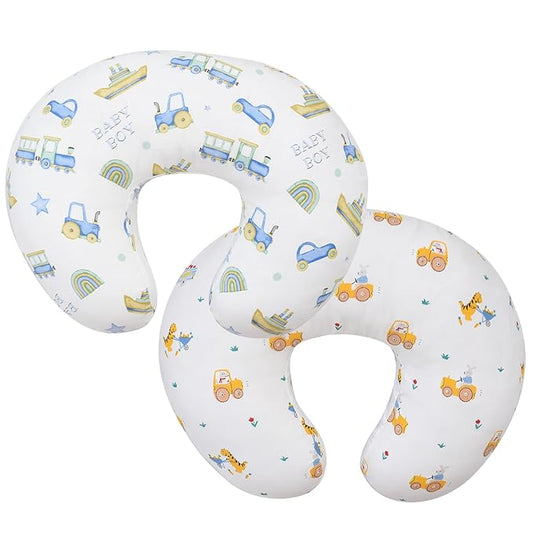 OWLOWLA Nursing Pillow Covers,Muslin Cotton Breastfeeding Pillow Covers for Nursing Pillow,Soft&Durable Nursing Cover Baby Boys Girls(Baby Boy&Dino)
