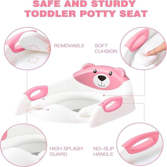 Potty Training Seat with Step Stool Ladder, Toddler Toilet Seat for Boys Girls, Adjustable 6 Heights Fits Round & Elongated Toilets, Anti-Slip Pads & Leak-Proof Guard