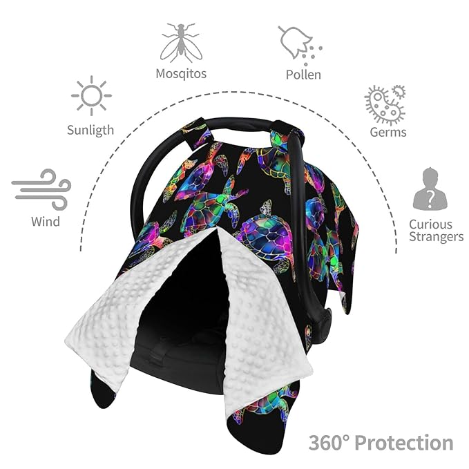 Sea Turtle Baby Car Seat Canopy Nursing for Breastfeeding Multi-Use Infant Stretchy Carrier Carseat Winter Cover for Newborn Girls Boys