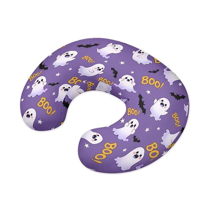 Nursing Pillow Cover for Baby Boys, Halloween Decorations Indoor Breastfeeding Pillow Slipcover, Boo Ghost Bat Pillowcase for Newborn Infant Cover Only