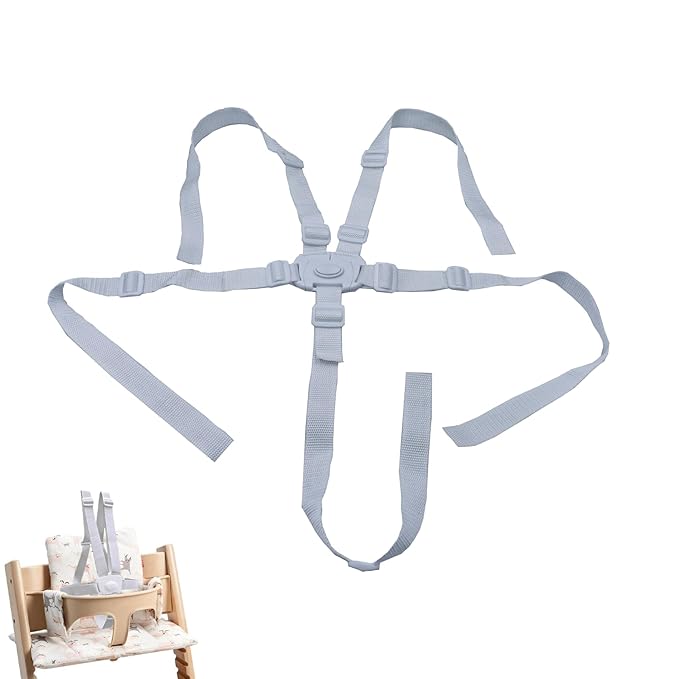 Universal White 5 Point Harness Strap, Adjustable Harness Belt, Safety Harness Seat Belt for High Chair/Pushchair/Stroller, Full Protection Child Kid Harness Belt