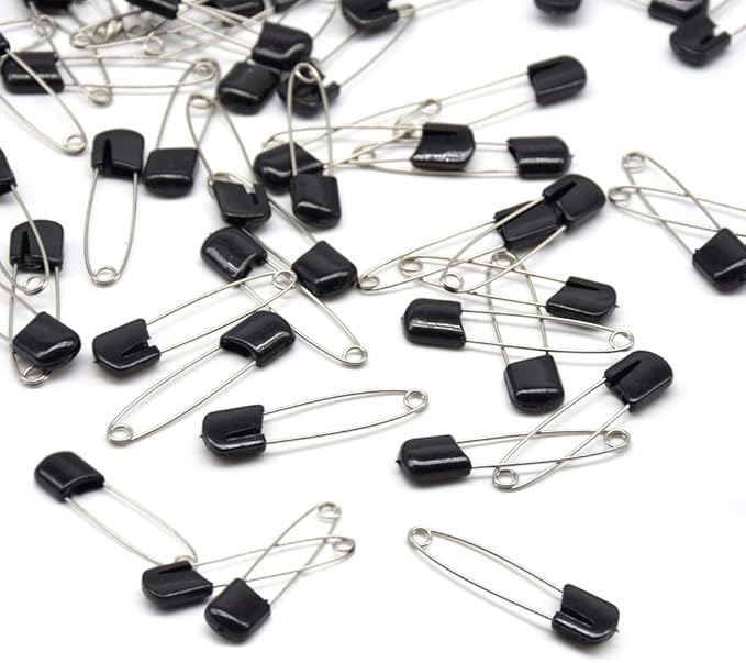 50 PCS Safety Pin 54mm/2.2in Baby Diaper Pins for Cloth Plastic Head Baby Pins for Diapers Stainless Steel Cloth Pins with Locking Closures Nappy Pin for Crafts（DT/Black）