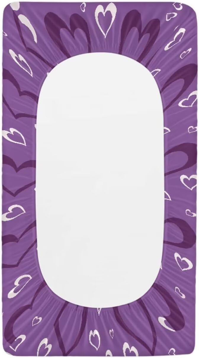 Purple Heart Cat Changing Pad Covers Soft Baby Change Table Covers Breathable Change Sheet Fit for Most Baby Diaper Change Pads Machine Washable