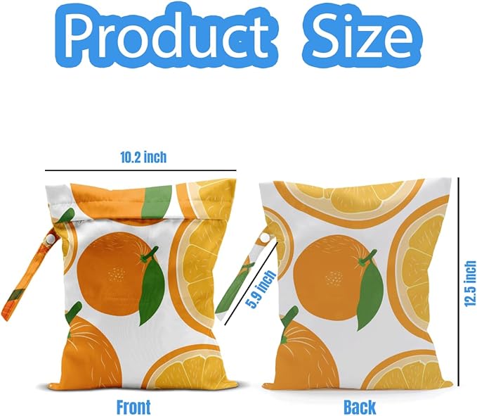 Wet Dry Bag, Wet Bag for Swimsuit, Travel, Beach, Pool, Diapers, Dirty Yoga Gym Clothes, Makeup Bag, Orange Summer Vacation Essentials