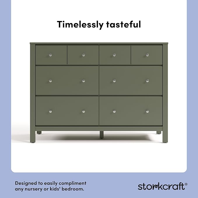 Storkcraft Horizon 6 Drawer Dresser (Olive) – GREENGUARD Gold Certified Dresser for Nursery & Kids’ Room, Modern Storage with Interlocking Drawer System