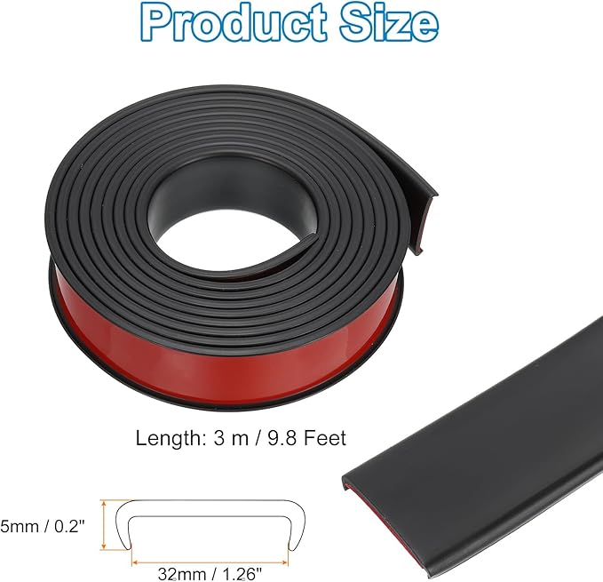 PATIKIL TPE U-Shape Edge Banding, 1-1/4 Inch x 9.8ft Self Adhesive Flexible Veneer Edging Trim Furniture Edge Protector for Shelf Cabinet Table Repair Restoration, Black