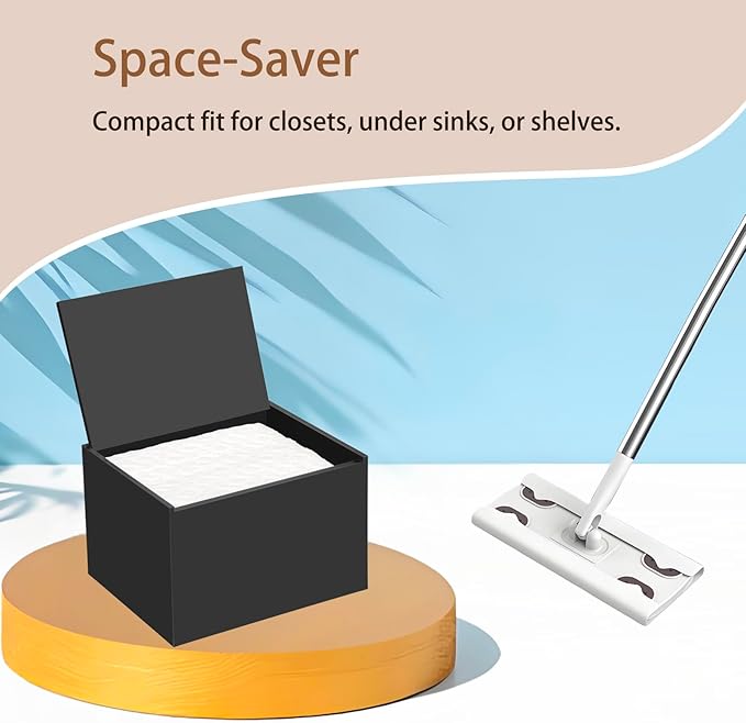 Dry Sweeping Cloths Pad Holder Container, Floor Mopping Storage Acrylic Box for Fabric Softener Sheets, Black