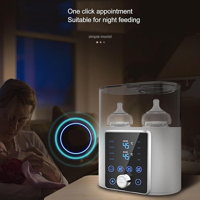 2 in 1 Baby Bottle Warmer Sterilizer for 2 Bottles, 100V Constant Temperature Heat Preservation Fast Baby Bottle Warmer Deep Cleansing Milk Bottle Warmer for Breastmilk Formula