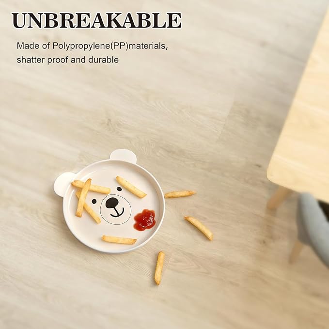 Dinnerware Set for Kids - 5-Piece Polar Bear-Themed Includes Plate, Bowl, Cup & Utensils | BPA-Free, Microwave & Dishwasher Safe | Ideal Gift for Boys (White - Polar Bear)