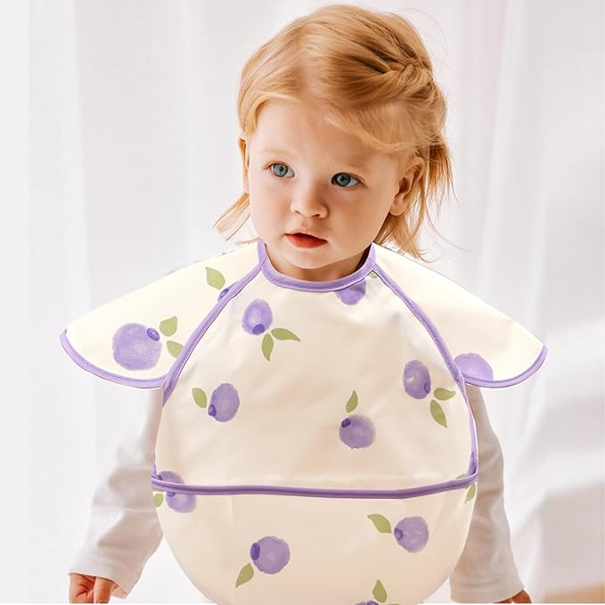 Feeding Bibs for Baby,3 Pack-Waterproof & Easy Clean Baby Bibs for Eating,Toddlers & Infant,Reversible Pockets