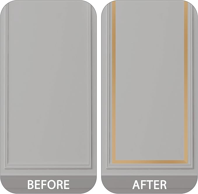 Coengwui Peel and Stick Wall Trim, Flexible Mirror Edging, Finish Molding for Ceiling Floor Tile Edge Furniture and Home Decoration (Matte Gold, 196.8" x 0.4")