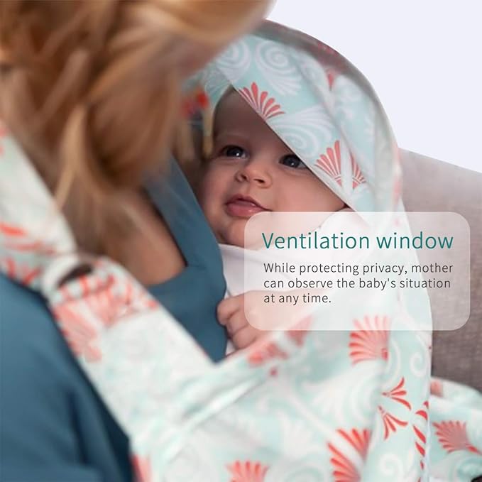 SONARIN Stylish Premium Breastfeeding Nursing Covers,Flower Pattern,with Storage Bag & Towel Corners,4 in 1 Multifunction,Nursing Scarf,Breathable & Lightweight(Blue)