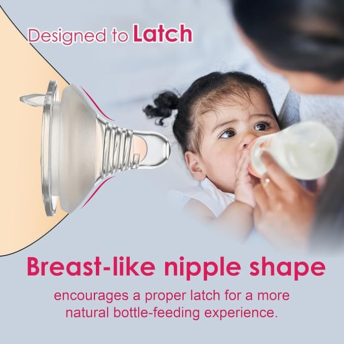 Nenesupply 4 Sets of Nipple Ring Cap Compatible with Nenesupply Baby Bottle Silicone and Avent Bottle Nipple Collar Anti Colic Level 1 for 0+ Month Infant Slowest Flow for Newborn Babies