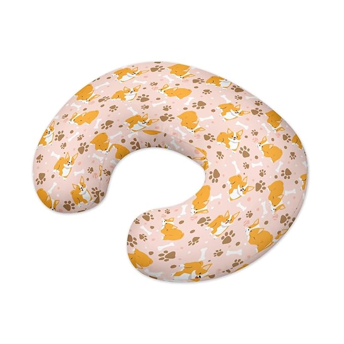Forchrinse Cute Corgi Dog Paw Print Nursing Pillow Slipcover Covers Soft and Comfortable Pillowcase for Nursing Pillow Stretchy Replaceable Feeding Pillow Slipcover Washable