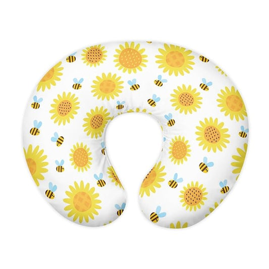 Forchrinse Sunflower Bee Nursing Pillow Cover Girls Cute Breastfeeding Pillow Case Infant Feeding Pillow Cushion Cover for Boys