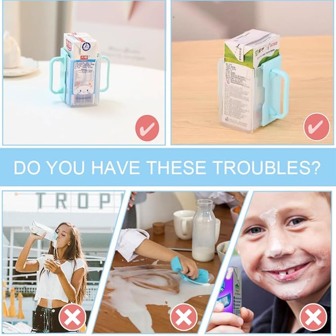 Children's Juice Box Holder,LIUHUIZEYU Telescopic Cupholder Juice Bag Holder for Toddlers No Squeeze Adjustable Folding Food Pouch and Milk Box Holder for Kids No Spill (Blue), Unisex