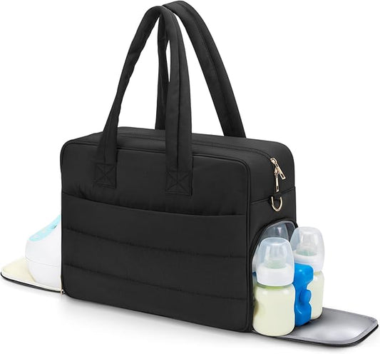 Breast Pump Bag with Insulated Breast Milk Cooler Pocket, Fits Spectra S1/S2 & Most Pumps, Water‑Resistant Work & Travel Tote with 15.6" Laptop Sleeve, Stroller Straps, Luggage Sleeve & Ice Pack