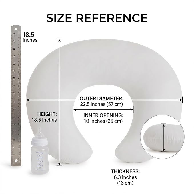 ESEN Nursing Pillow and Body Positioner for Breast Feeding and Bottle Feeding, Naked Ultra Soft Baby Breastfeeding Pillows for More Support for Mom and Baby (Naked Pillow)