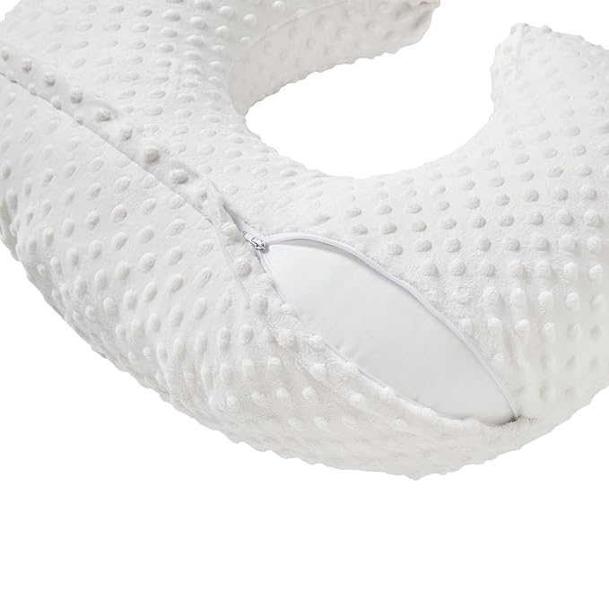 Nursing Pillow Cover Breastfeeding Pillow Cases Plush Dot Slipcover (White)
