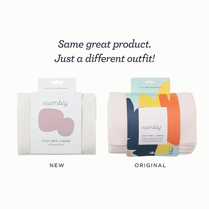 Esembly Stay-Dry and Nighttime Essentials Bundle | Stay-Dry Fleece Diaper Liners (12-Pack) and Overnighters (4-Pack)