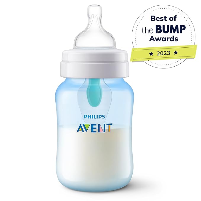Philips Avent Anti-Colic Bottle with AirFree Vent,9oz,with Flow 2 Nipples,1m+,Blue,SCY703/24,(Pack of 24)