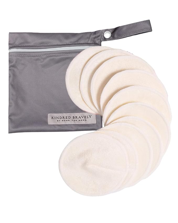 Kindred Bravely Organic Reusable Nursing Pads, Washable, for Breastfeeding & Leaking with Carry Bag, 10 Pack 4.5" D (Twilight Regular)