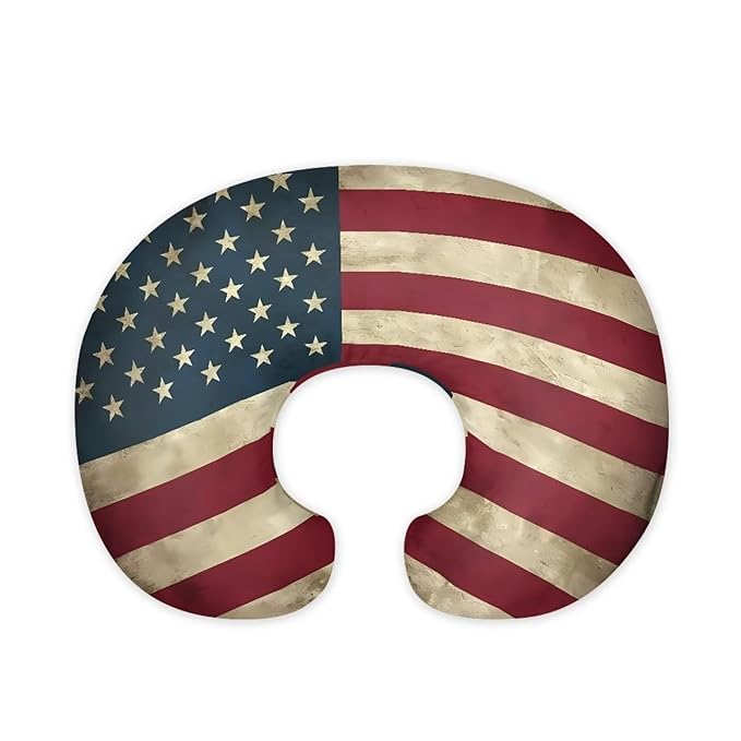American Flag Baby Nursing Pillow Cover Neutral Breathable Pillow Cover for Infant Snug, Removable Soft Breastfeeding Pillow Slipcover with Hidden Zipper