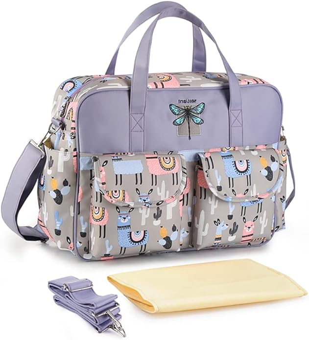 Kamay's Mummy Shoulder Bag Diaper Bag Chic Nappy Changing Bag Tote/Messenger Style Large with Changing Mat, Adjustable Straps