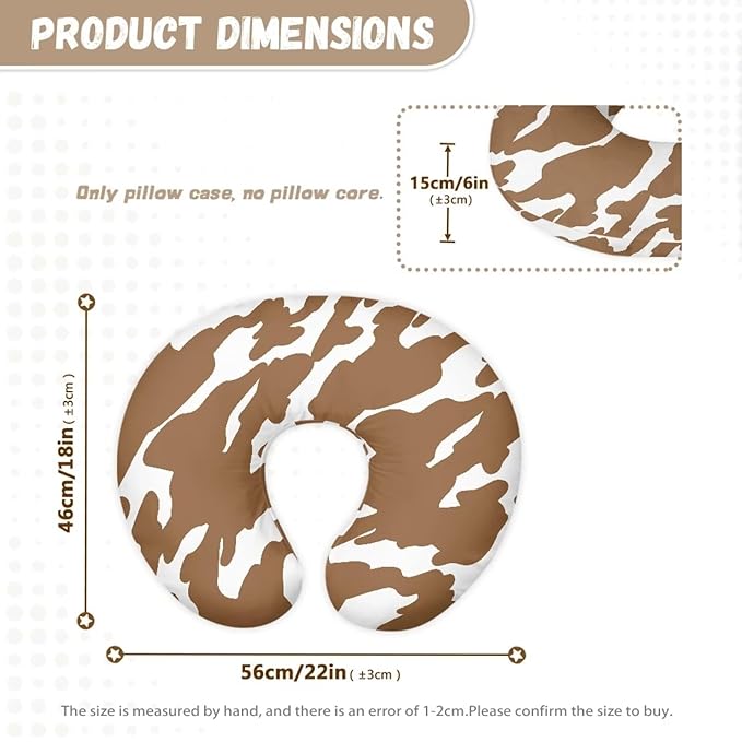 Cowhide Printing Nursing Pillow Cover for Breastfeeding Pillow Cozy Nursing Pillow Slipcovers, Snug Fits Pillow, Perfect Newborn Choice for Mom or Baby Quick Dry