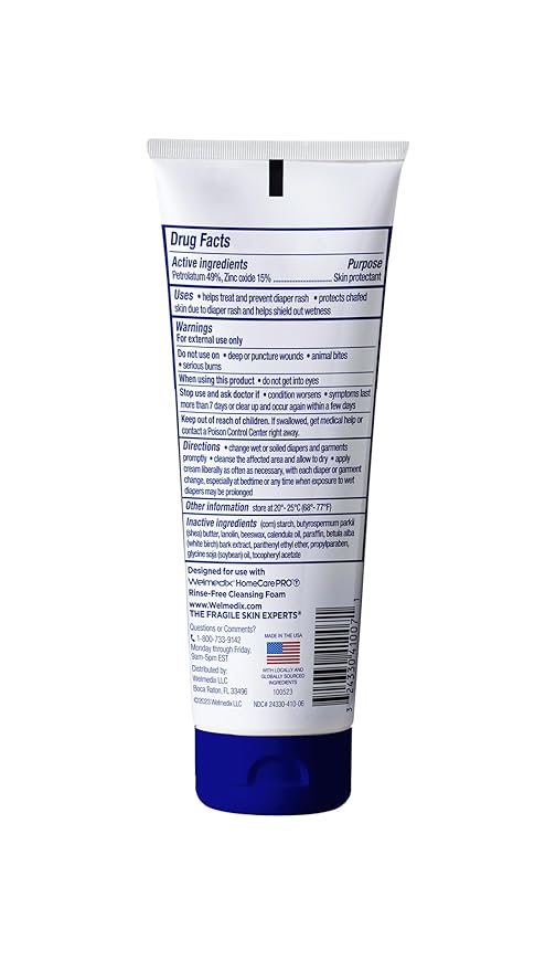 Welmedix Adult Diaper Rash Cream - Zinc Oxide Cream & Moisturizing Skin Barrier Cream, Maximum Strength Diaper Rash Cream for Adults, Skin Protection Ointment - 4oz, Pack of 3